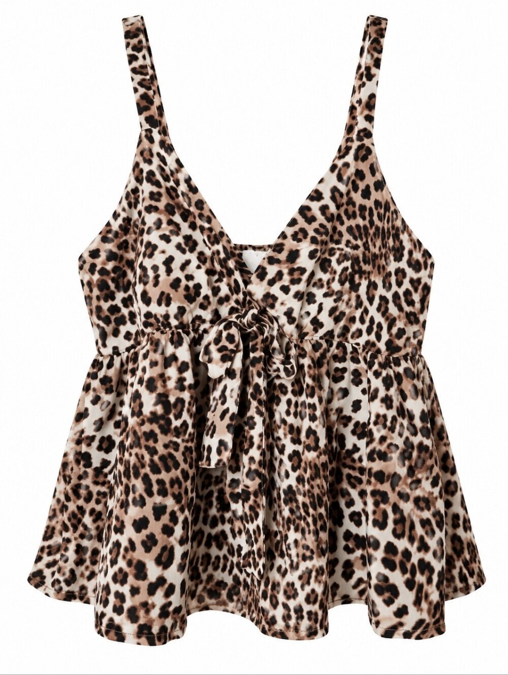 VENUS Cheetah Leopard Print Tie Front Peplum Tank Top Size 10